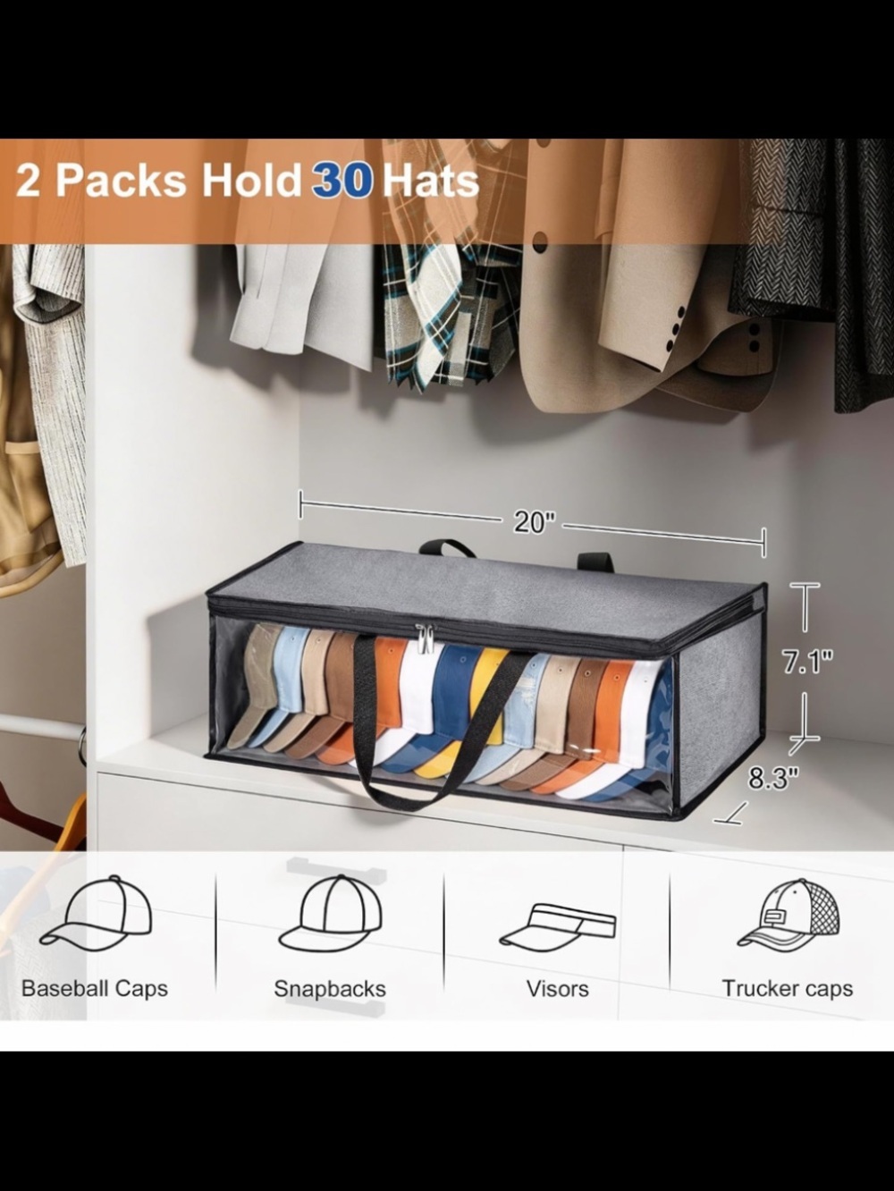 Bundle of 2 Packs Hat Organizer - Picture 3 of 4